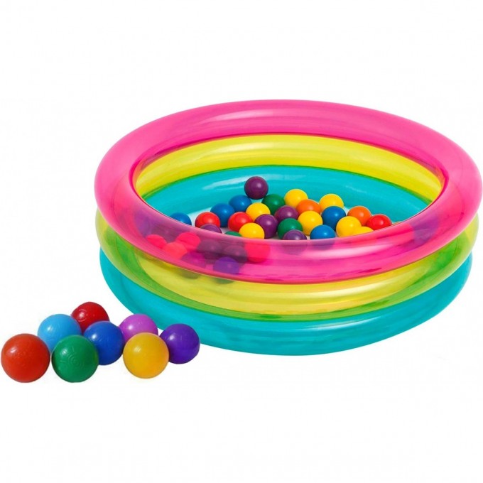 Бассейн надувной INTEX , 86 х 25 см, с шариками 50 штук 1-3 лет 48674 Бассейн надувной INTEX , 86 х 25 см, с шариками 50 штук 1-3 лет 48674