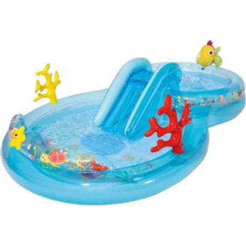 Игровой центр INTEX "ПОДВОДНЫЙ МИР" 56143 310х193х71см с бассейнами, разбрызгивателемгоркой и игрушками, 206л+175л