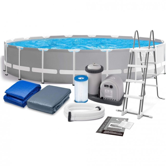 Каркасный бассейн INTEX PRISM FRAME 549 х 122 см, фильтр-насос, лестница, тент, подстилка 26732 Каркасный бассейн INTEX PRISM FRAME 549 х 122 см, фильтр-насос, лестница, тент, подстилка 26732