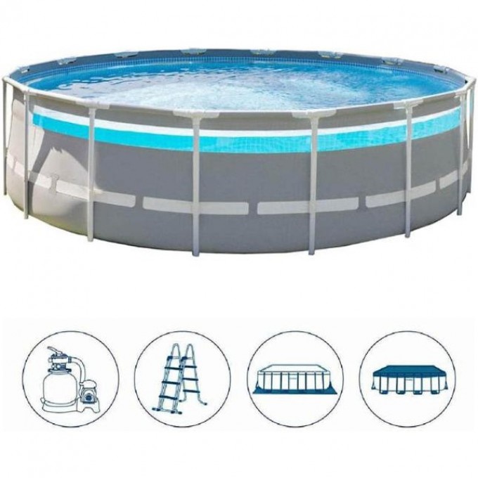 Каркасный бассейн INTEX PRISM FRAME CLEARVIEW 488х122см, 19156л, фил.-насос 5678л\ч, лестн., тент, подст., 26730 Каркасный бассейн INTEX PRISM FRAME CLEARVIEW 488х122см, 19156л, фил.-насос 5678л\ч, лестн., тент, подст., 26730