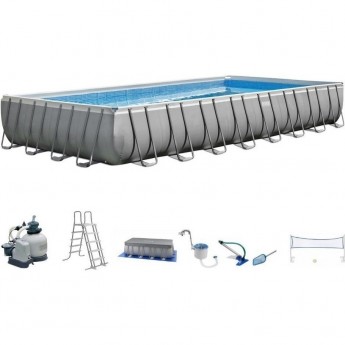 Каркасный бассейн INTEX ULTRA FRAME 26378 975х488х132см, фильтр-насос, лестница, тент, подстилка
