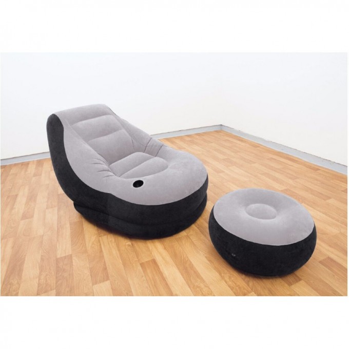 Кресло надувное с пуфиком INTEX , флок 99х130х76/64х28 см, от 6 лет 68564 Кресло надувное с пуфиком INTEX , флок 99х130х76/64х28 см, от 6 лет 68564