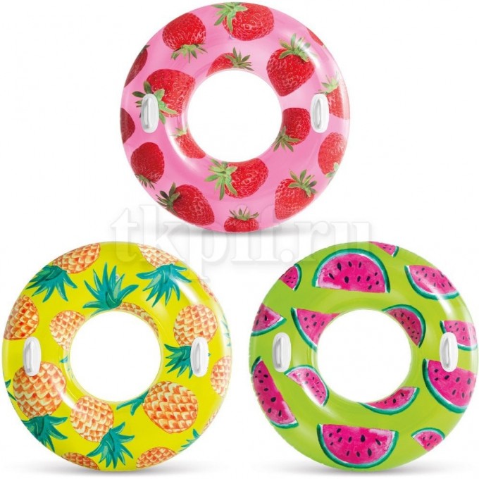 Надувной круг INTEX ТРОПИЧЕСКИЕ ФРУКТЫ 107см от 9 лет, 3 цвета 56261 Надувной круг INTEX ТРОПИЧЕСКИЕ ФРУКТЫ 107см от 9 лет, 3 цвета 56261