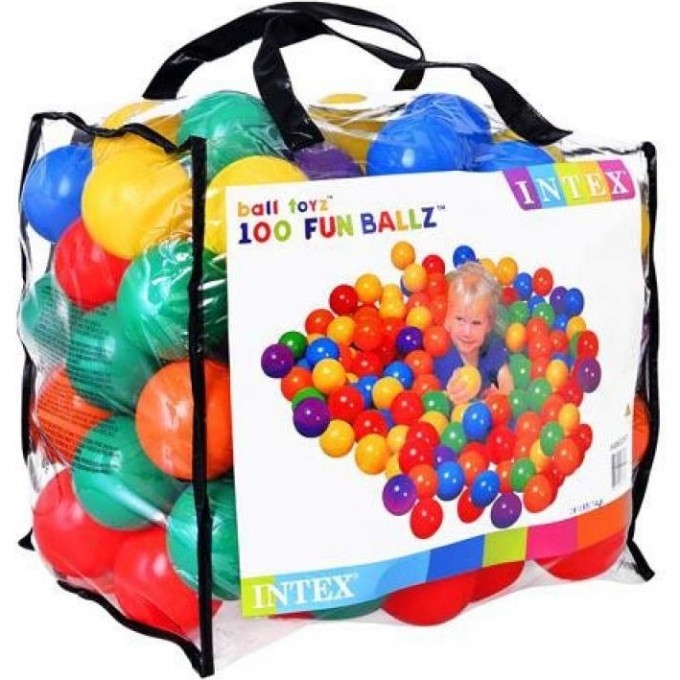 Пластиковые мячи INTEX 8 см 100 шт., от 2 лет 49600 Пластиковые мячи INTEX 8 см 100 шт., от 2 лет 49600